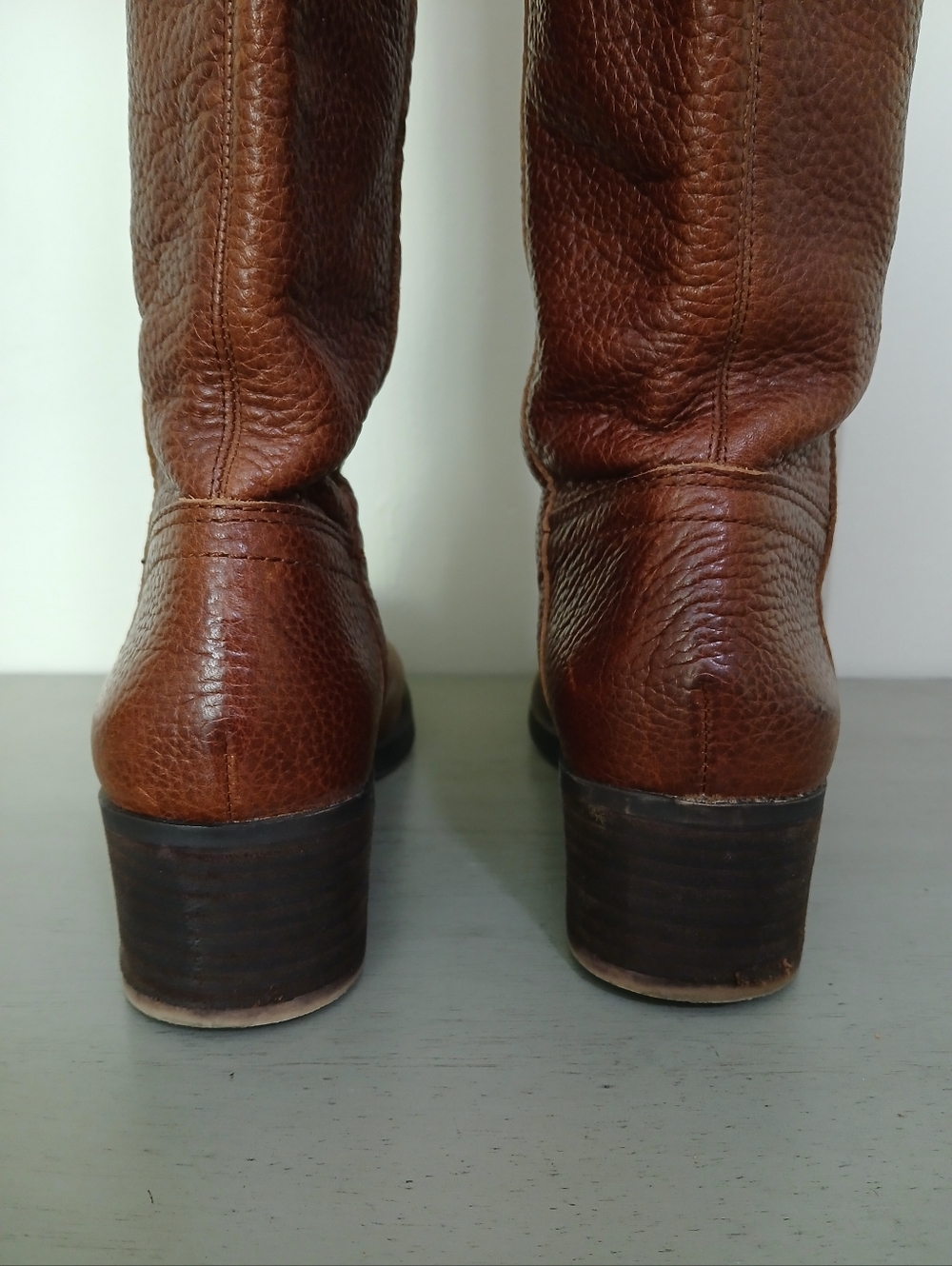 **Fair** Lucky Brand 7.5 Tall leather brown boots wide calf heeled boots - Picture 7 of 11